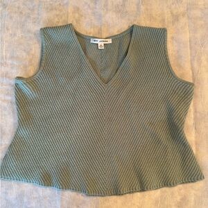 St. John Green Ribbed Vest Tank Vintage Medium